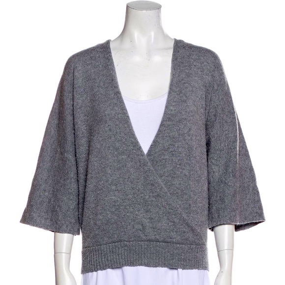 30-50% OFF BUNDLES! RACHEL ZOE KIMONO WRAP SWEATER SHIRT TOP MERINO SIZE LARGE - Picture 1 of 13
